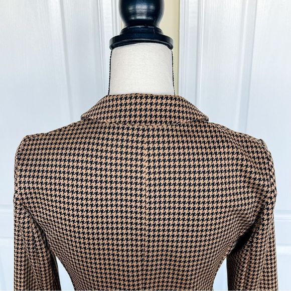 Ann Taylor Size 00 Houndstooth Caramel Brown Gold Button Side Pocket Winter Coat - Picture 12 of 14